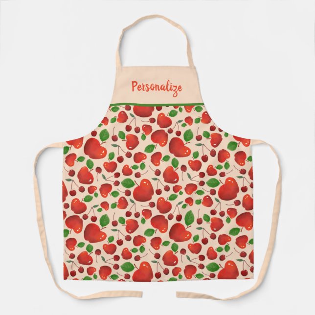 Cute Retro Cherries Fruit Orchard Pattern Apron (Front)