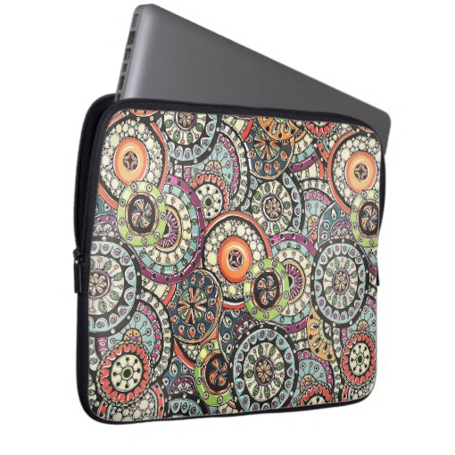 Cute Retro Chic Funky Floral Circles Art Pattern Laptop Sleeve | Zazzle