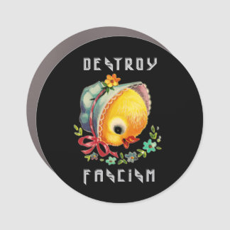 Cute Retro Chick - Destroy Fascism Car Magnet