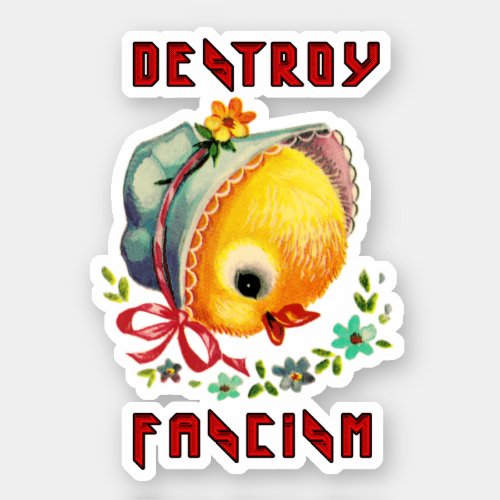 Cute Retro Chick _ Destroy Fascism Sticker