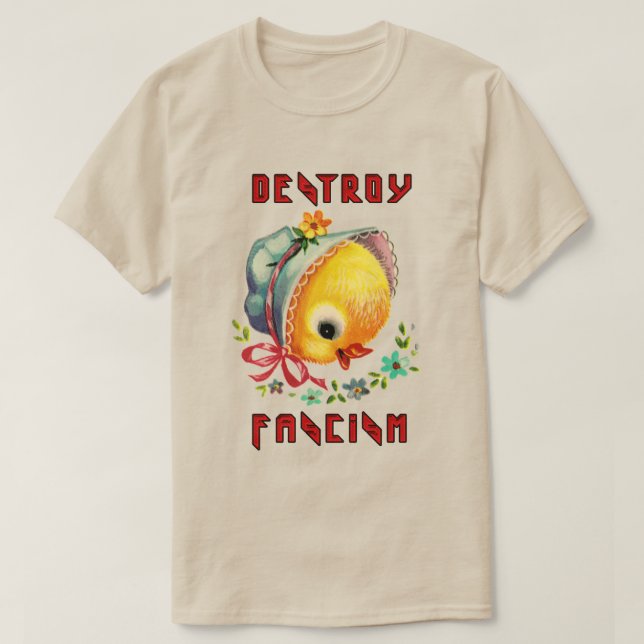 Cute Retro Chick - Destroy Fascism T-Shirt (Design Front)