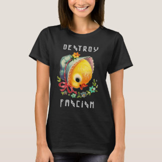 Cute Retro Chick - Destroy Fascism T-Shirt