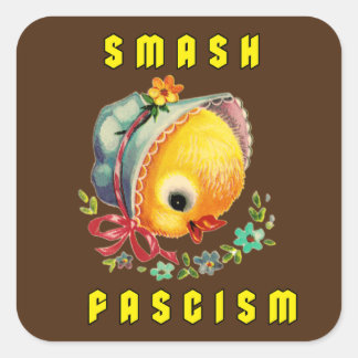 Cute Retro Chick - Smash Fascism Square Sticker