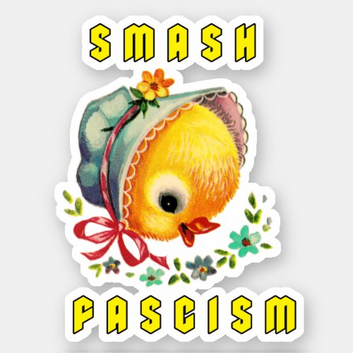 Cute Retro Chick _ Smash Fascism Sticker