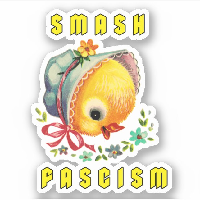 Cute Retro Chick - Smash Fascism Sticker (Front)