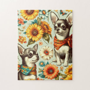 Cute Retro Chihuahua Illustration Jigsaw Puzzle
