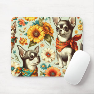 Cute Retro Chihuahua Illustration Mouse Pad