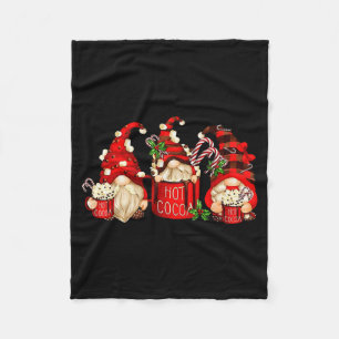 Cute Retro Chocolate Hot Cocoa Mug Funny Gnomes Ch Fleece Blanket