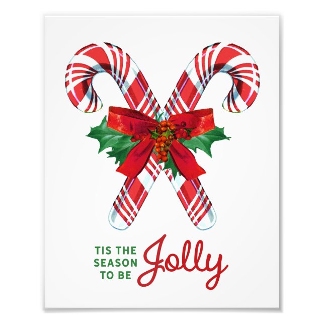 Cute Retro Christmas Candy Cane Wall Art (Front)