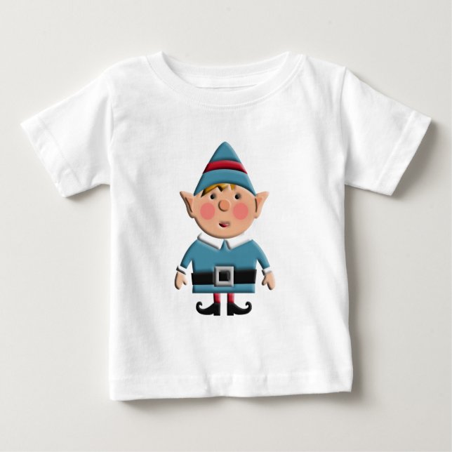 Cute Retro Christmas Elf Baby T-Shirt (Front)