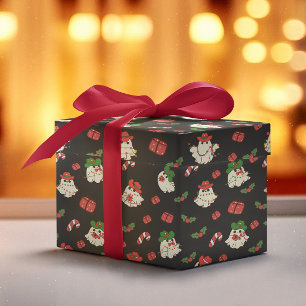 Cute Retro Christmas Ghost Wrapping Paper
