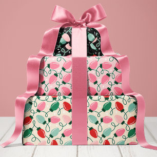 Cute Retro Christmas Lights Wrapping Paper Sheets