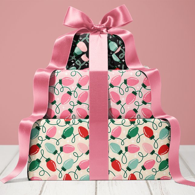 Cute Retro Christmas Lights Wrapping Paper Sheets (Creator Uploaded)