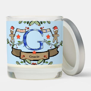 Cute Retro Christmas Monogram "G" with name Scented Candle