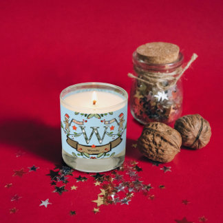 Cute Retro Christmas Monogram "W" with name Scented Candle