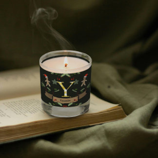Cute Retro Christmas Monogram "Y" with name Scented Candle