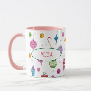 Cute Retro Christmas Ornaments Personalized Mug