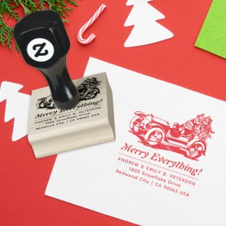 Cute Retro Christmas Santa Car Return Addresss 