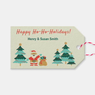 Cute Retro Christmas Santa customizable hanging Gi Gift Tags