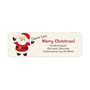 Cute Retro Christmas Santa Return Address Label