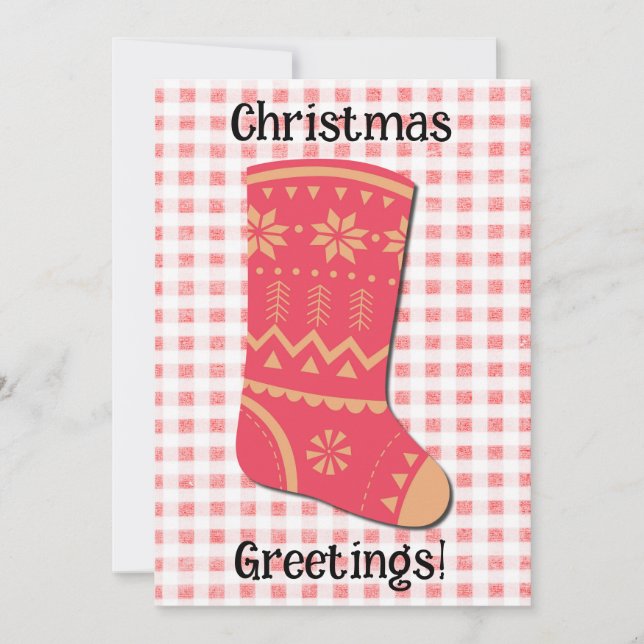 Cute Retro Christmas Stocking Holiday Card (Front)