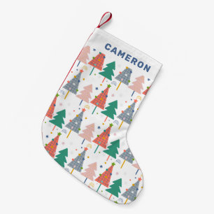 Cute Retro Christmas Treen Pattern Personalized Small Christmas Stocking