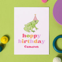 Cute Retro Colorful Frog Personalized Birthday