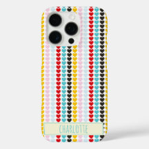Cute Retro Colorful Hearts Pattern Personalized