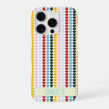 Cute Retro Colorful Hearts Pattern Personalized