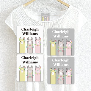Cute Retro Colorful Llamas Clothing Kids' Labels