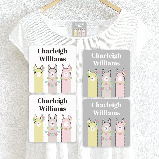 Cute Retro Colorful Llamas Clothing Kids' Labels (Creator Uploaded)