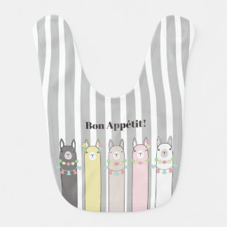 Cute Retro Colorful Llamas Custom Baby Bib