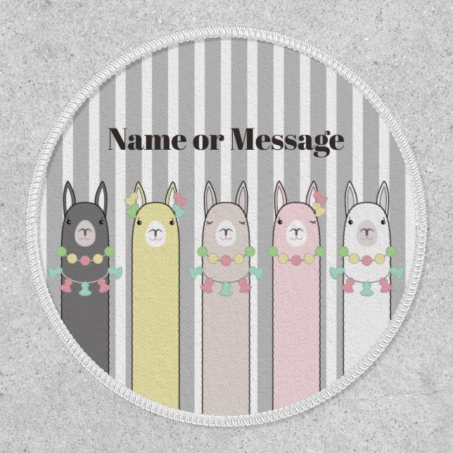 Cute Retro Colorful Llamas Custom Patch (Front)