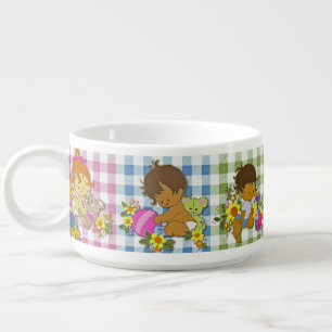Cute Retro Colorful Patchwork Plaid Baby Shower  Bowl