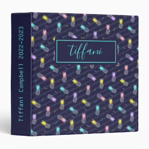 Cute Retro Colorful Pineapples 3 Ring Binder