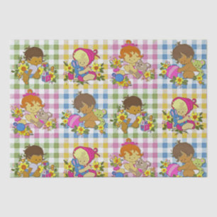Cute Retro Colorful Plaid Baby Shower Tissue Paper