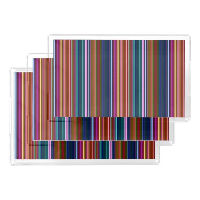 Cute retro colorful stripes acrylic tray (Set)