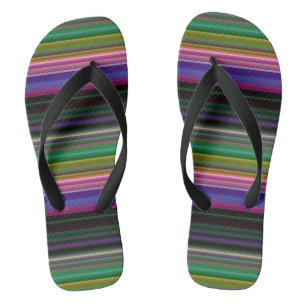 Cute retro colorful stripes flip flops