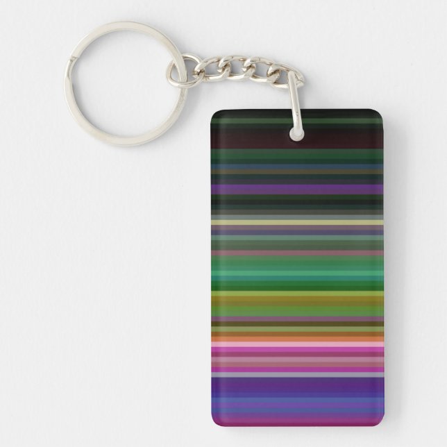 Cute retro colorful stripes keychain (Front)