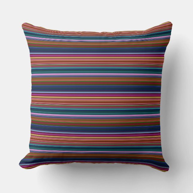Cute retro colorful stripes throw pillow (Front)