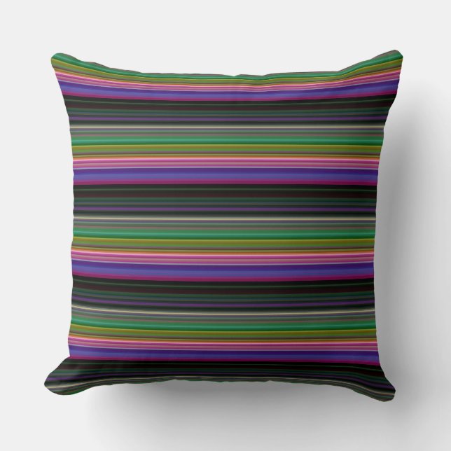 Cute retro colorful stripes throw pillow (Front)