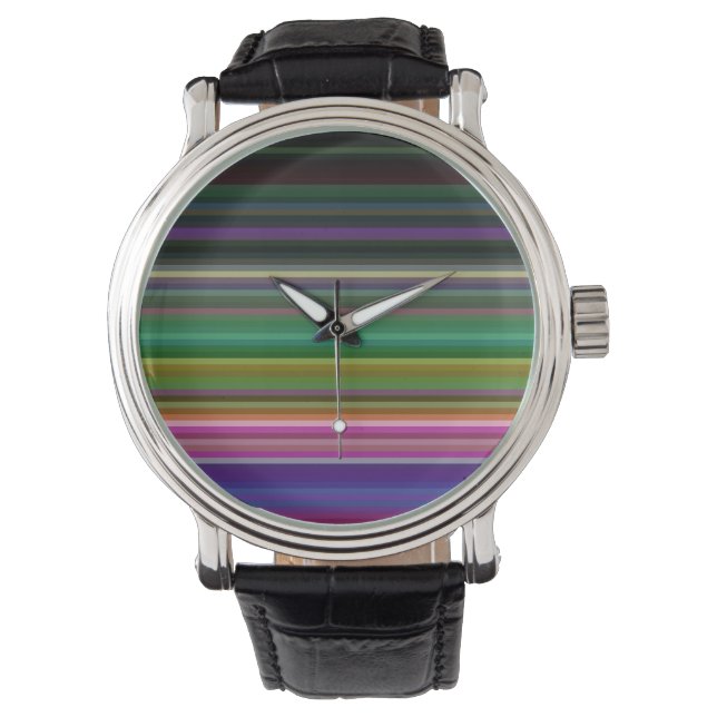 Cute retro colorful stripes watch (Front)