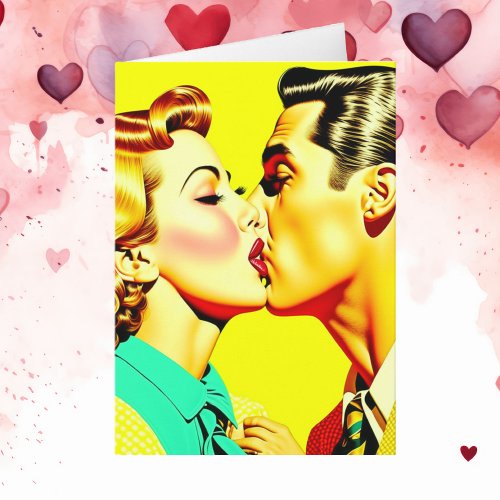 Cute Retro Couple Kissing Valentines Day  Card