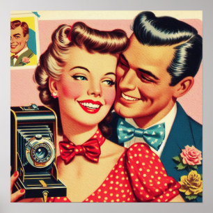 Cute Retro Couple Poster