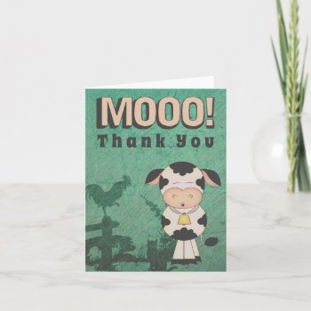 Cute Retro Cow And Farm Animals Mooo! Thank You Card by TheCutieCollection at Zazzle