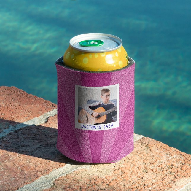 Cute Retro Custom 40th Birthday Personalized Photo Can Cooler (Creator Uploaded)