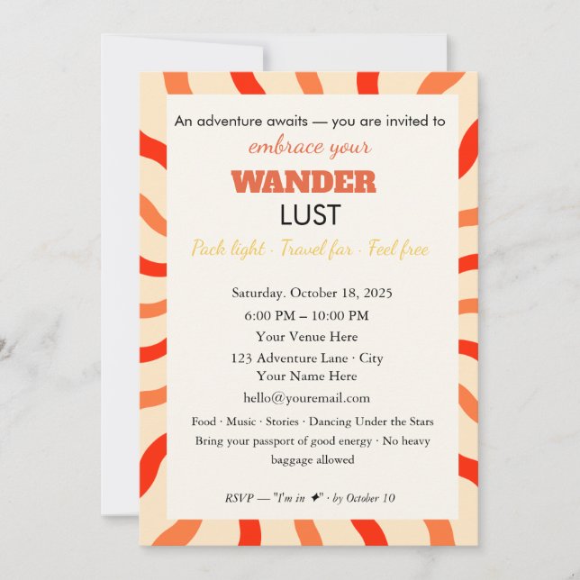 Cute Retro	Cute Invitation | wanderlust (Front)