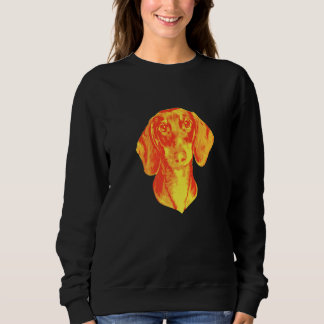 Cute Retro Dachshund With Puppy Eyes Vintage Illus Sweatshirt