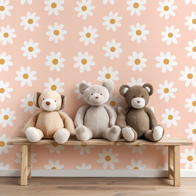 Cute Retro Daisies Editable Background Color Wallpaper (Creator Uploaded)