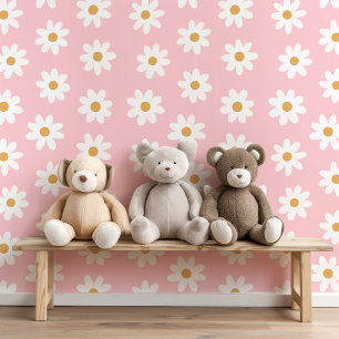 Cute Retro Daisies Editable Background Color Wallpaper